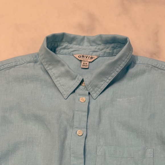 Orvis Womens Short Sleeve Button Front Top Size M, great condition, Linen Blend - Picture 2 of 5